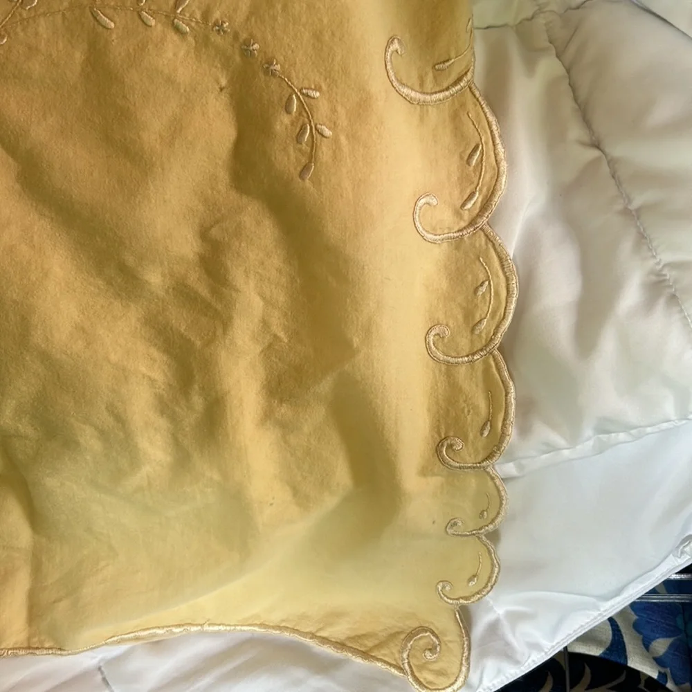 Vintage Embroidered European Sham Light Yellow Color; Beautiful in a Bedroom - Picture 6 of 10